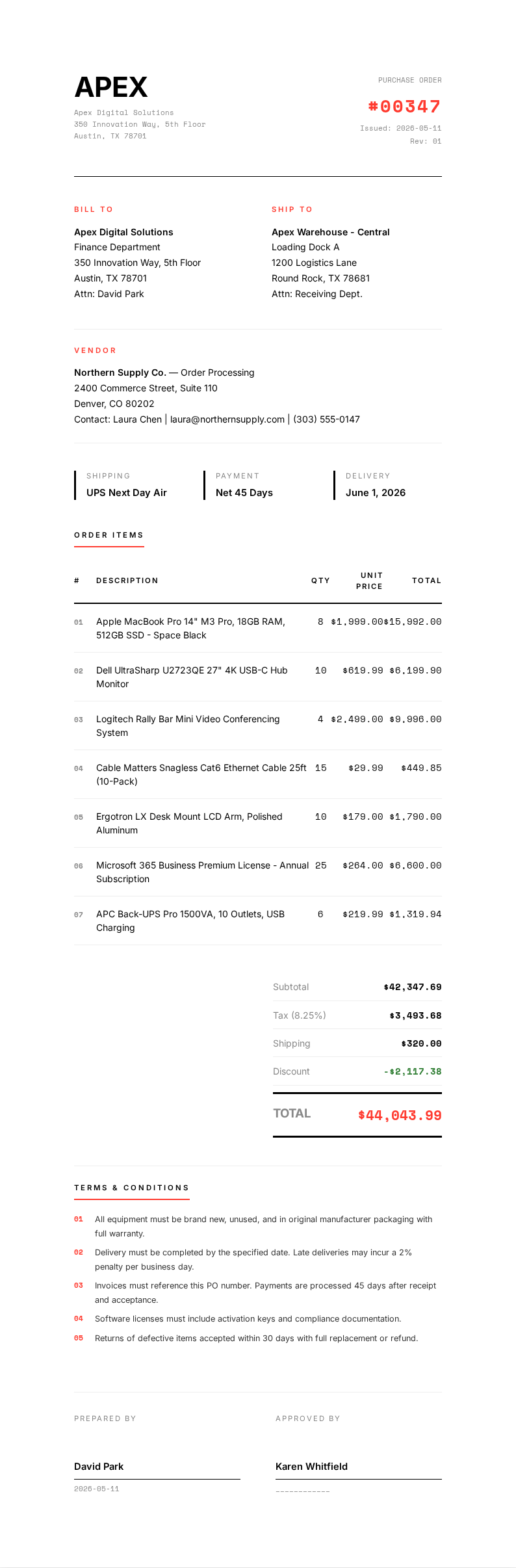 Modern minimal Purchase Order